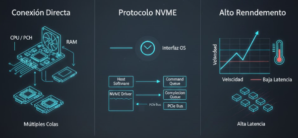 Cómo funciona realmente el almacenamiento NVMe en sistemas modernos