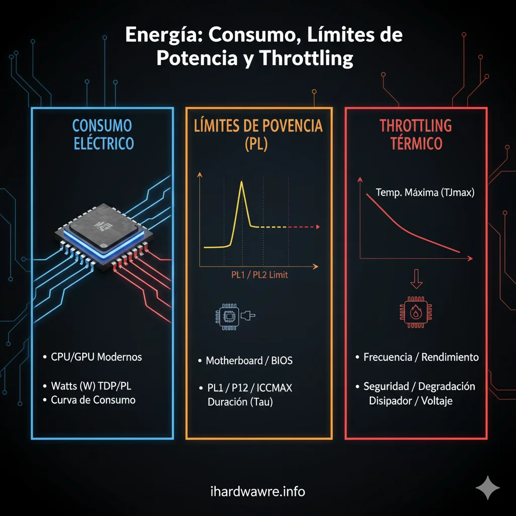 Energía Consumo Límites de Potencia y Throttling