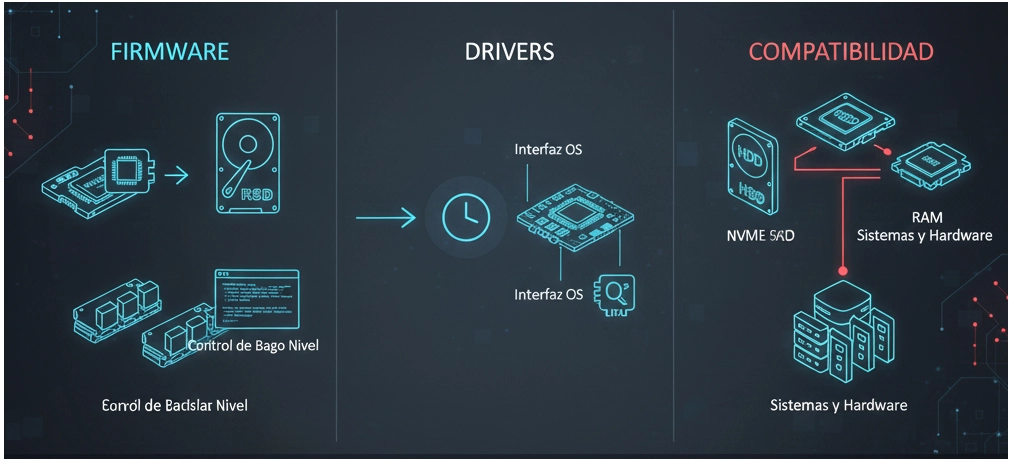 Firmware drivers y compatibilidad en almacenamiento